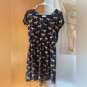 PEACH LOVE CALIFORNIA| Southwestern Navy Blue Horse Print Maxi Dress Size Large